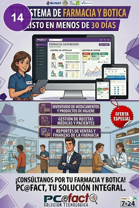 Sistema para Farmacia y Botica — oferta PCEFACT PERU