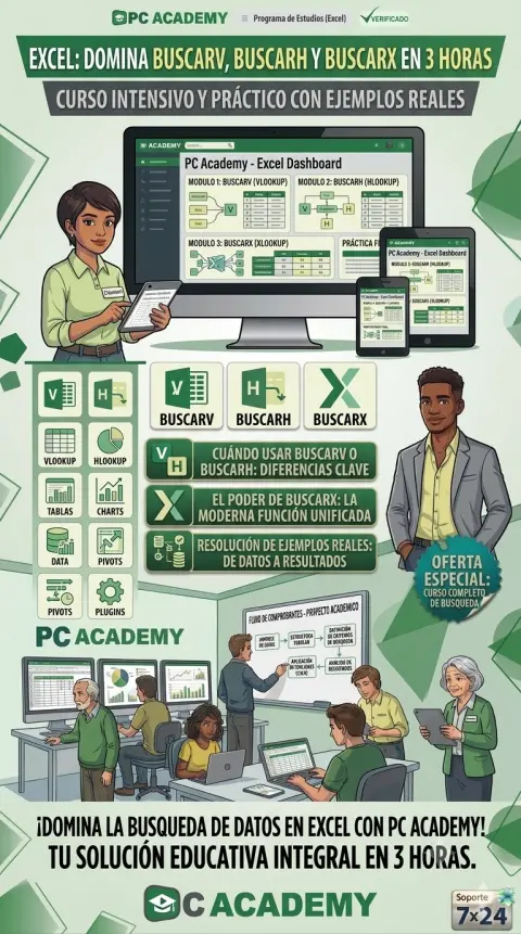 PC Academy: Curso Excel BUSCARV, BUSCARH y BUSCARX — oferta PCEFACT PERU