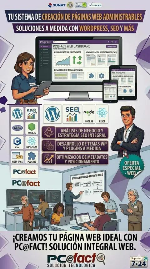 Creación de Páginas Web Administrables con WordPress y SEO — oferta PCEFACT PERU