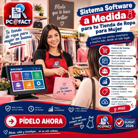 Sistema Software a Medida para tu Tienda de Ropa para Mujer — oferta PCEFACT PERU